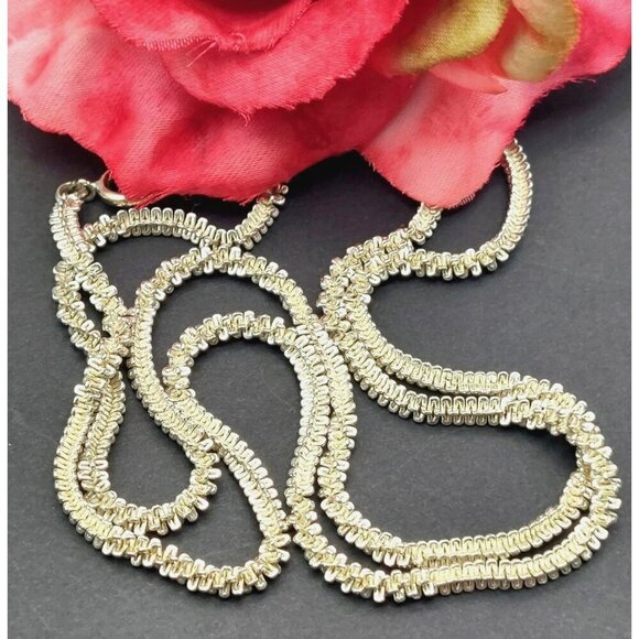 Unique Silver Tone Twisted Chain Rope Necklace Chain 24 Inches Long - Picture 3 of 10